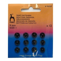 Boutons-pression de 0,9 cm noir - Pony - 12 paires