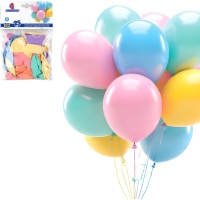 Ballons en latex de 23 cm couleur pastel assortie - 25 unités