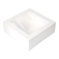 Boîte de 33 x 33 x 9,5 cm pour gâteau blanche avec fenêtre - 5 unités