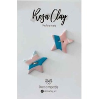 Boutons Rose Clay en forme d'étoiles roses et bleues de 2,8 cm - 2 unités