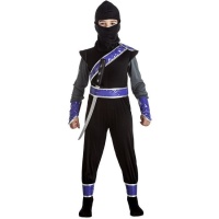 Costume de ninja guerrier noir et bleu pour enfant