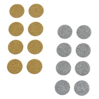 Autocollants en forme de cercles avec paillettes de 3,5 cm - 8 pièces