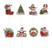 Pics pour cupcakes de Noël assortis de 9 x 6 cm - Dekora - 48 unités