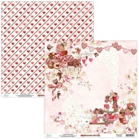 Papier de scrapbooking Chocolate Kiss coeurs - Mintay papers - 1 feuille