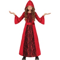 Déguisement de style gothique rouge à capuche pour fille