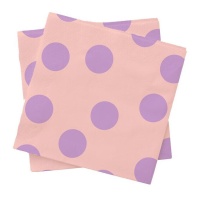 Serviettes à pois lilas de 16,5 cm - 20 unités