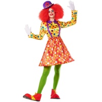 Déguisement de clown à pois pour femme