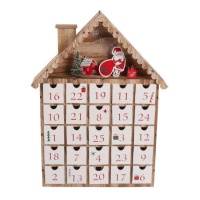 Calendrier de l'avent en forme de maison en bois de 35,5 x 6 x 26,5 cm