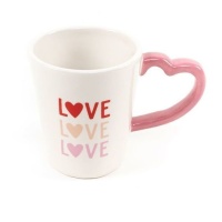 Tasse de 230 ml Amour avec anse en forme de coeur rose