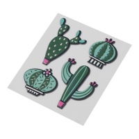 Autocollants textiles cactus - 4 unités