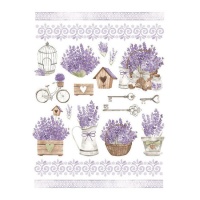 Papier de riz avec fleurs violettes de 29,7 x 42,5 cm - Artis decor - 1 unité