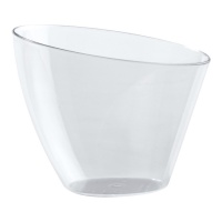 Petits verres de 85 ml en plastique transparent de forme ronde asymétrique - Dekora - 100 unités