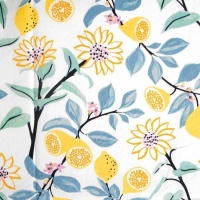 Tissu popeline de coton Lemons and flowers - Katia