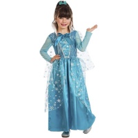 Costume de princesse des glaces bleu avec flocons de neige pour fille