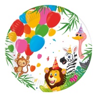 Assiettes Animaux safari party de 23 cm - 8 unités