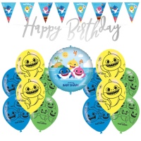 Pack de décoration pour fête de Baby Shark - 15 pièces