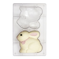 Moule de lapin pour chocolat de 9,4 x 8 cm - Decora - 2 cavités