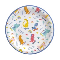 Assiettes amusantes de dinosaures de 18 cm - 8 unités