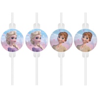 Pailles de Frozen violettes de 22 cm - 4 unités