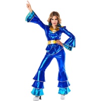 Déguisement style disco bleu métallisé pour femme