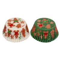 Capsules pour cupcakes avec motifs de Noël blancs et verts - Decora - 36 unités