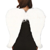 Ailes blanches en plumes pour adulte de 80 x 60 cm