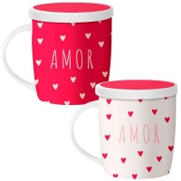 Tasse de 350 ml Amour avec coeurs et filtre - 1 unité