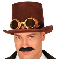 Chapeau haut de forme Steampunk avec lunettes rondes