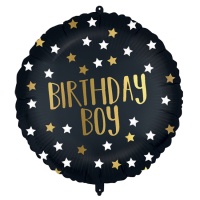 Ballon rond Birthday Boy avec étoiles de 46 cm - Procos