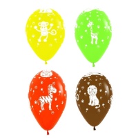 Ballons en latex avec des animaux de la jungle de 30 cm - Sempertex - 12 unités