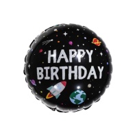 Ballon rond Joyeux Anniversaire galaxie extérieure de 45 cm