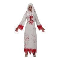 Costume de nonne ensanglantée blanche pour femme