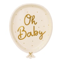 Assiettes ballon Oh baby de 17,5 x 22 cm - 6 unités