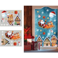 Autocollant de décoration pour fenêtre de village de Noël - 2 feuilles