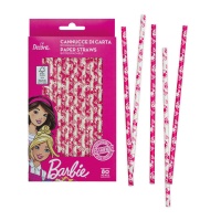 Pailles en papier biodégradables Barbie - 80 unités