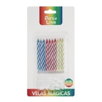 Bougies de couleurs à rayures magiques de 6 cm - 10 unités