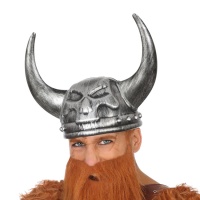 Casque viking argenté avec cornes