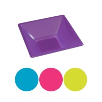 Bols carrés en plastique de couleurs claires de 12 cm - 8 unités