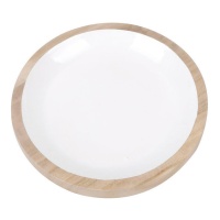 Vide-poche rond bois et blanc de 20,5 cm - DCasa