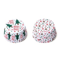 Capsules pour cupcakes étoiles et Merry Christmas - Decora - 36 unités