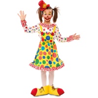 Déguisement de clown à pois avec chapeau pour fille