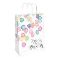 Sac cadeau de 21,5 X 13 cm Happy Bday avec ballons - 2 unités