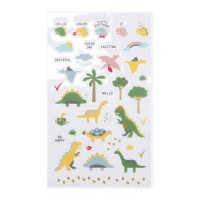 Autocollants de dinosaures avec formes et designs assortis - Dailylike - 1 feuille