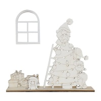 Figurine de scène de Noël en bois avec arbre, cadeaux et gnomes, dimensions: 24 x 20,5 x 6,5 cm - Artis decor