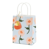 Sac cadeau de 18 x 14 x 8 cm avec fleurs peintes - 1 unité