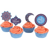 Capsules pour cupcakes avec picks Eid Mubarak - 24 unités