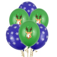 Ballons en latex Joyeux Noël de 30 cm - PartyDeco - 50 unités