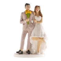 Figura pour gâteau de mariage de mariés dans une pose amusante de 16 cm