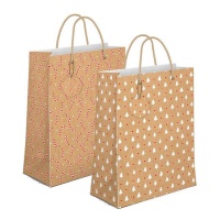 Sac cadeau de 14 x 11,5 x 6,7 cm de Noël color kraft - 1 unité