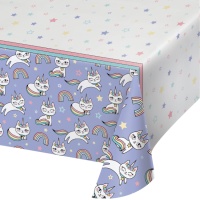 Nappe en papier avec chat licorne de 1,37 x 2,59 m